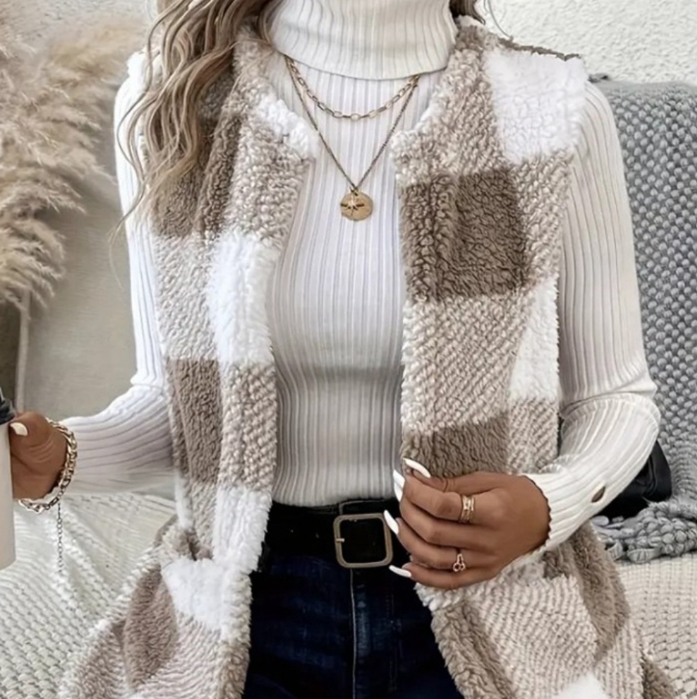 Ivy Sherpa Vest Coat - Tan